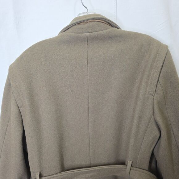 Vintage Wool Campus Trench Coat Lined Button Up Belt Brown Men's Sz 40 Made USA - Picture 5 of 16